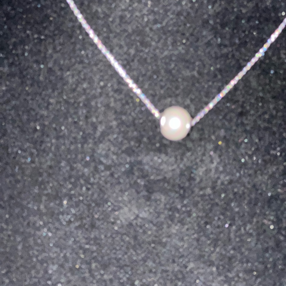 Majorica 925 Silver Necklace with a Majorican Light Gray Pearl Pendant 13” Chain - Picture 8 of 9